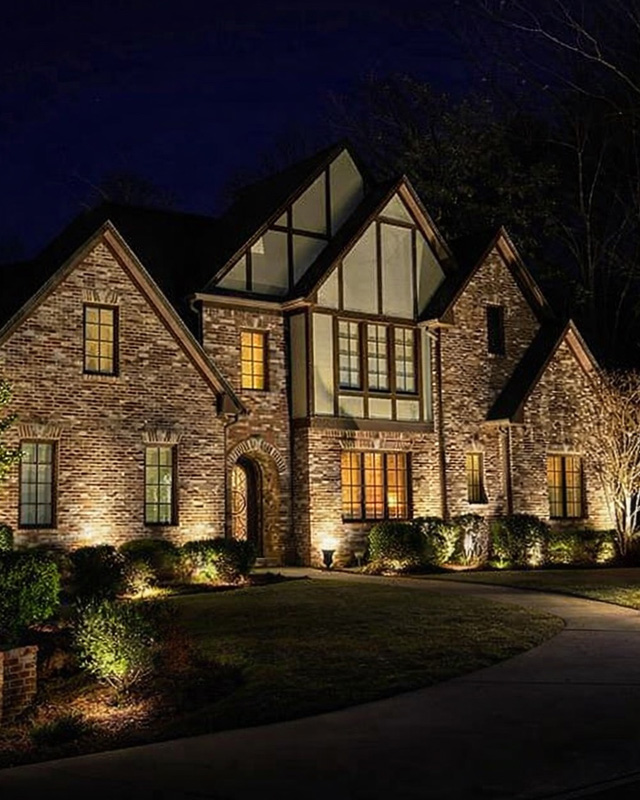 outdoor lighting on large home